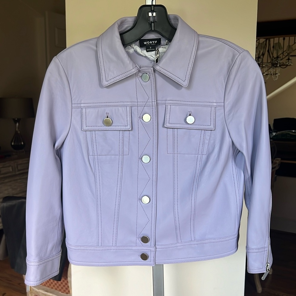 Worth NY Lavender Leather Jacket
